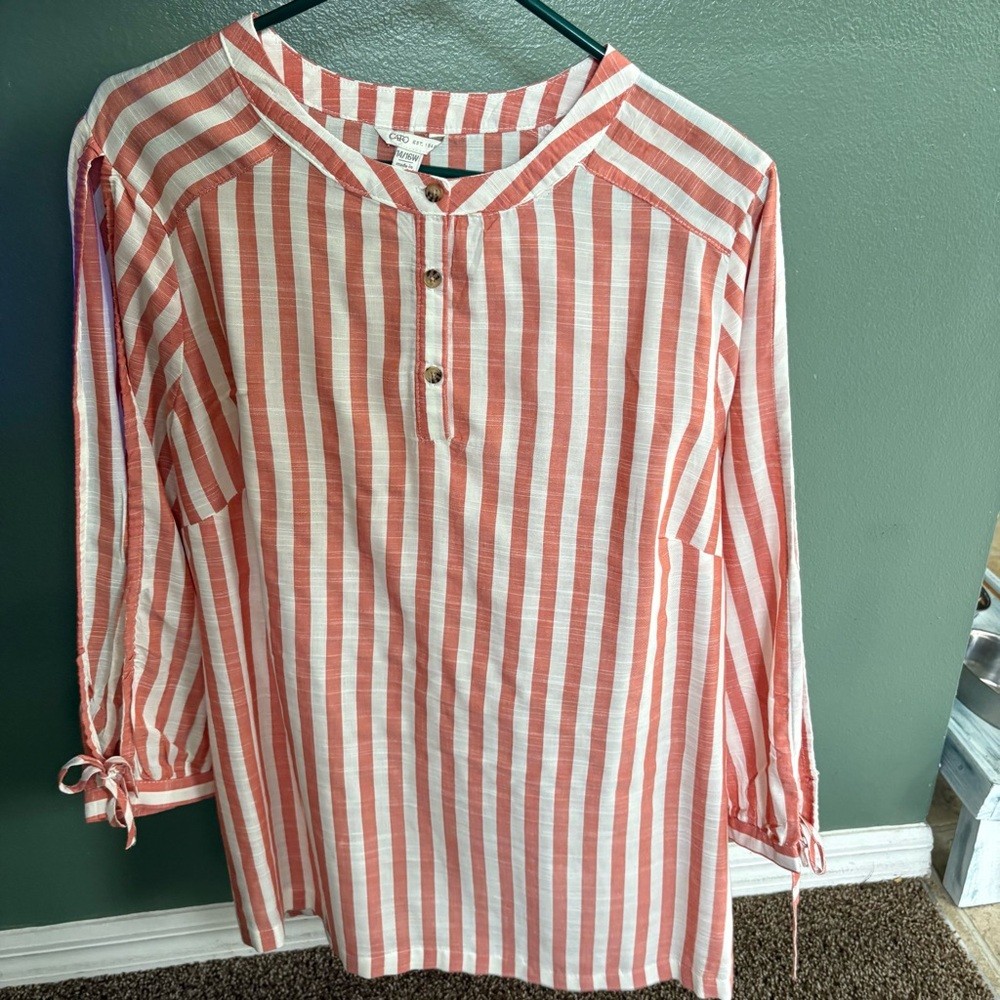 Cato Red and White Casual Button Down Shirt